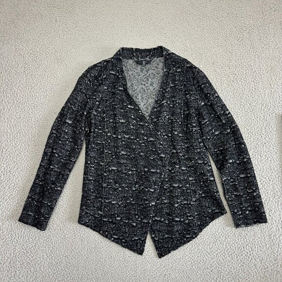 EILEEN FISHER Open Front Cardigan Sweater Wool Black Speckled - Picture 10 of 16